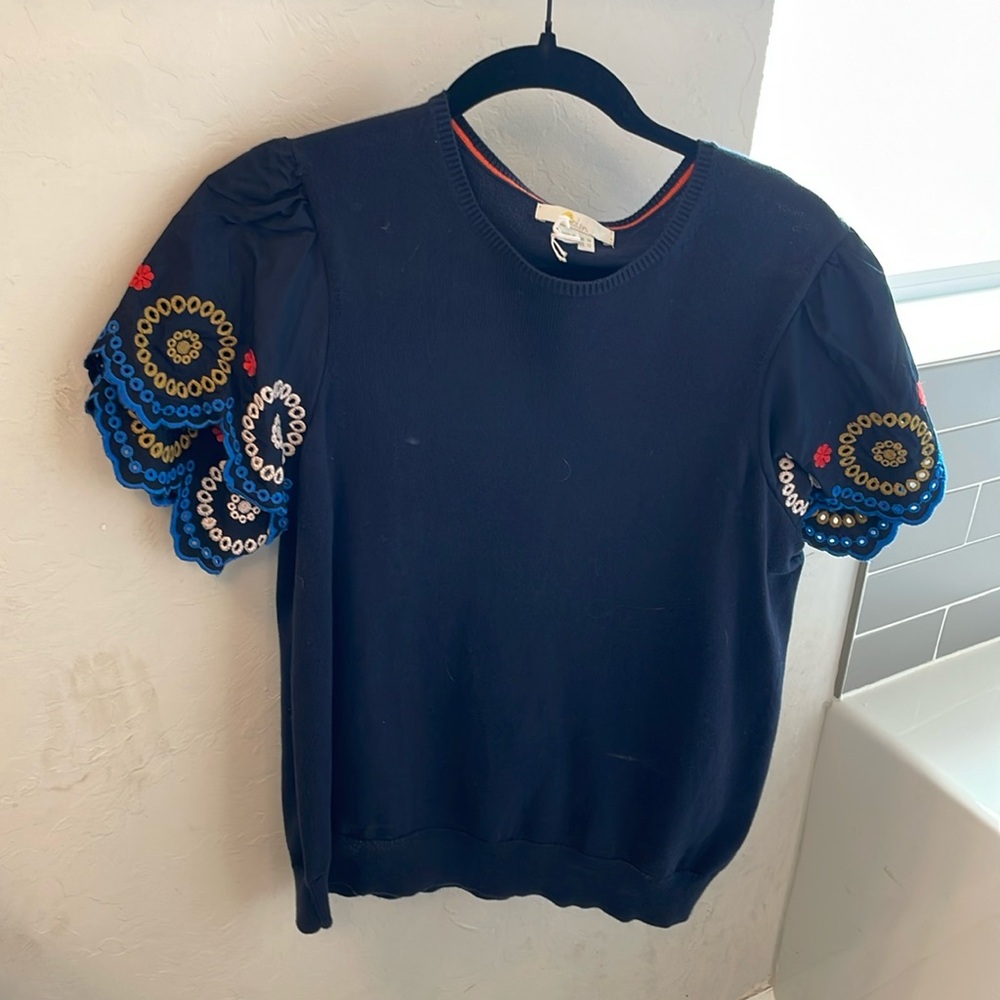 Boden embroidered sleeve sweater